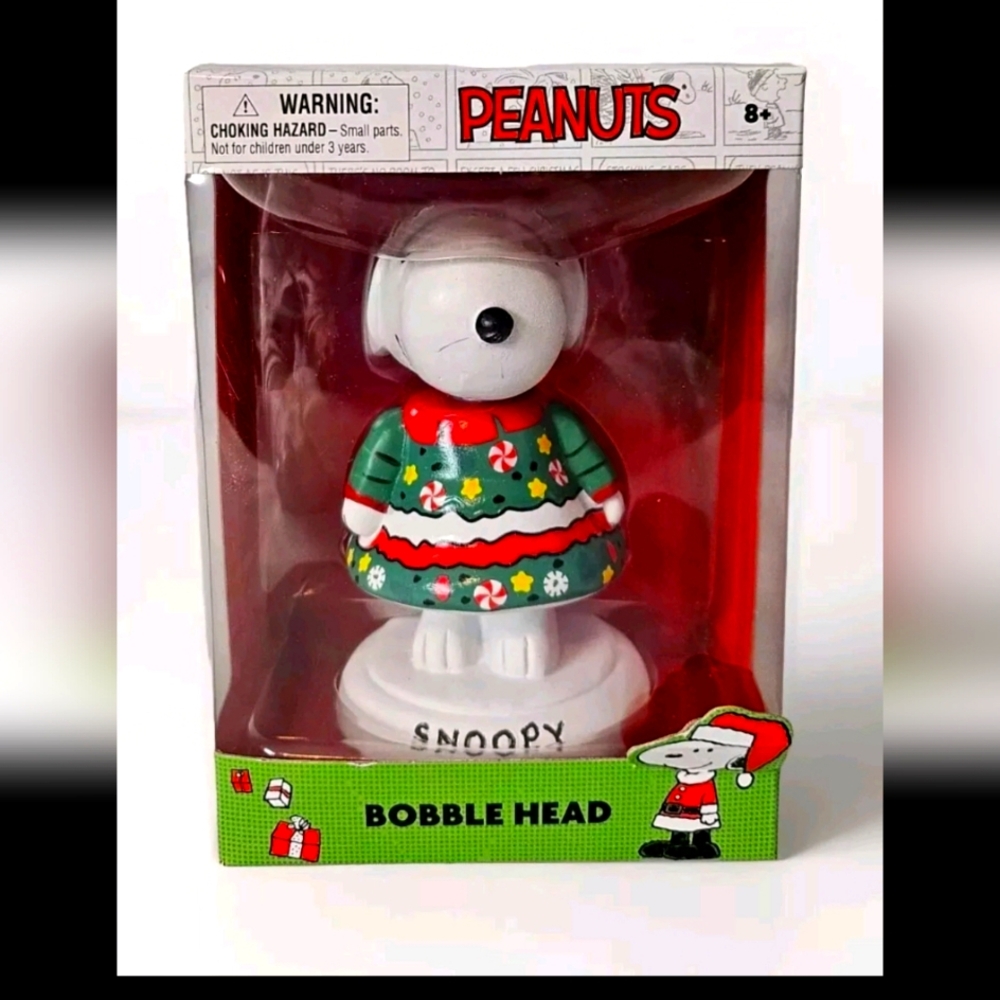Peanuts Snoopy Ugly Christmas Sweater Bobble Head New In Box Charlie Browns Dog
